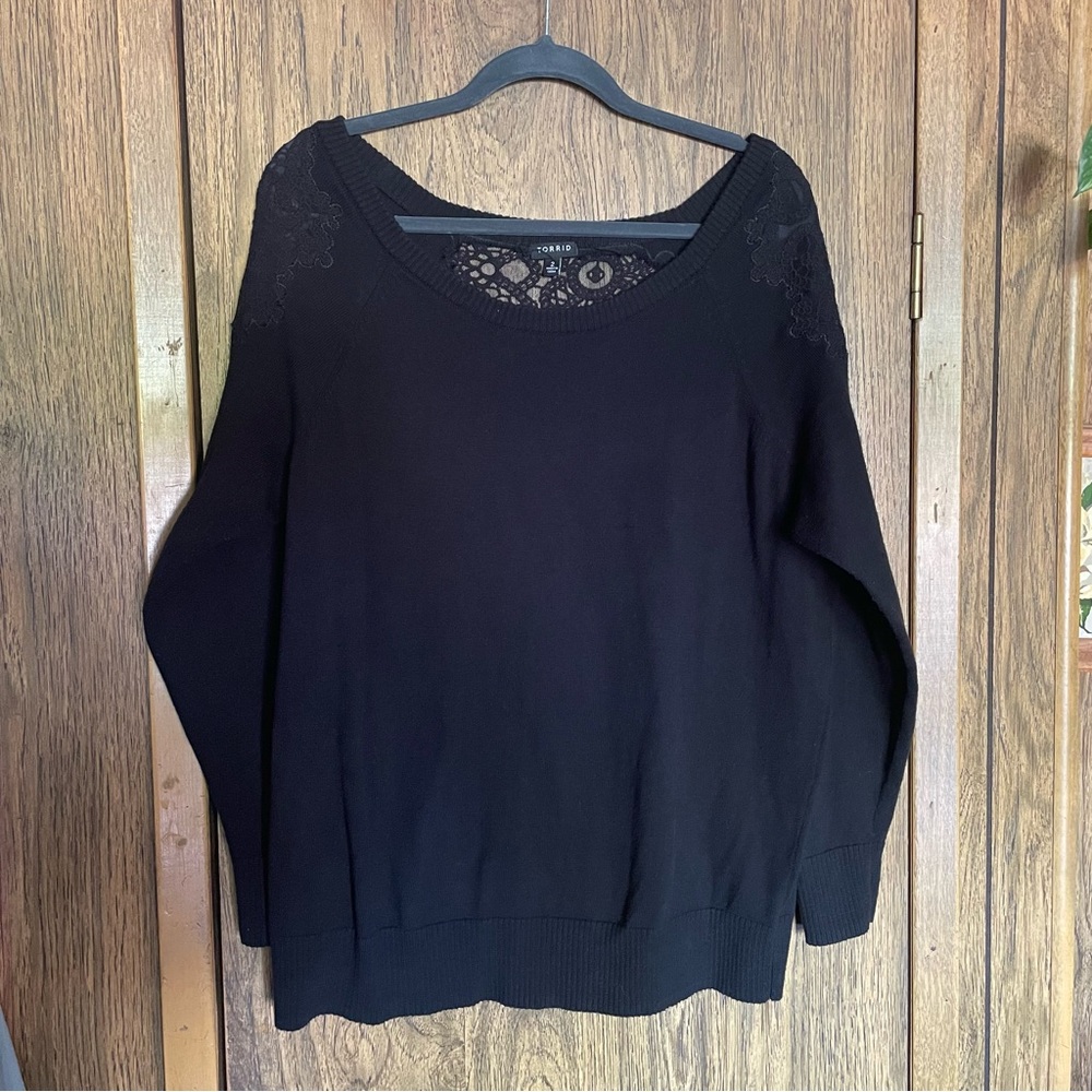 Torrid Knitted Sweater with Lace Sleeves.